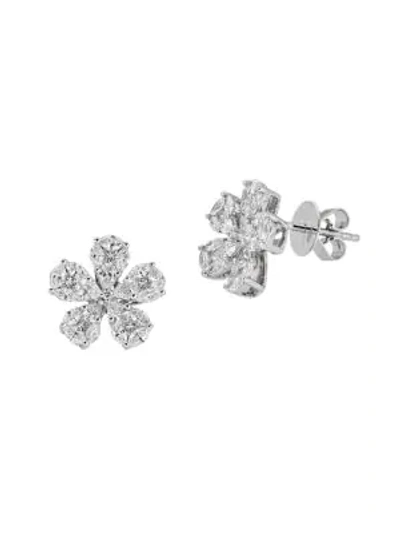 Zydo Mosaic 18k White Gold & Diamond Flower Stud Earrings In Diamond White Gold