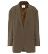 The Frankie Shop Bea Single-breasted Twill Blazer In Chocolate