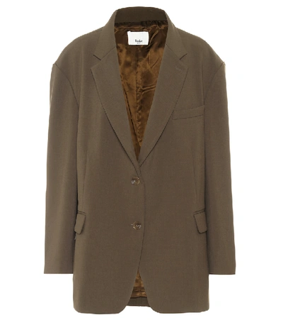 The Frankie Shop Bea Single-breasted Twill Blazer In Brown