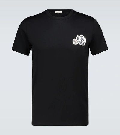 Moncler Logo刺绣全棉t恤 - 黑色 In Black