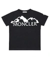 Moncler Kids' Logo Print Cotton Jersey T-shirt In Black