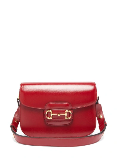 Gucci 1955 Horsebit Grained-leather Shoulder Bag In Red