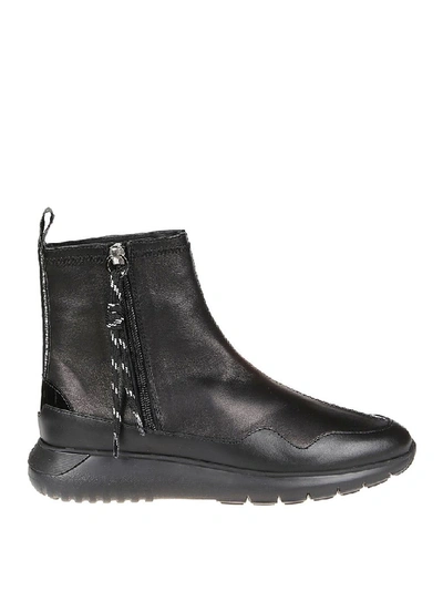 Hogan Interactive³ Black Leather Ankle Boots In Grey