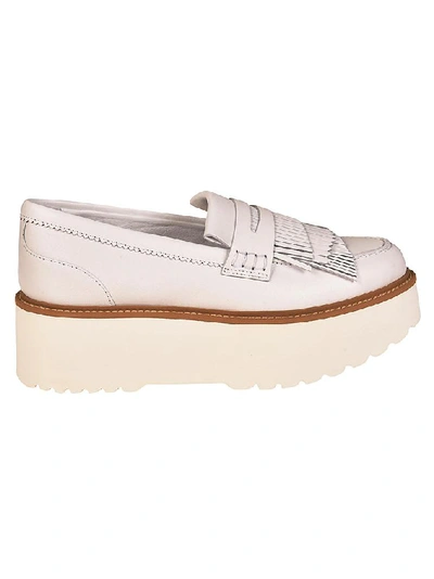 Hogan H355 Maxi Sole Leather Loafers In White