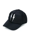 Neil Barrett Lightning Bolt Cap In Black