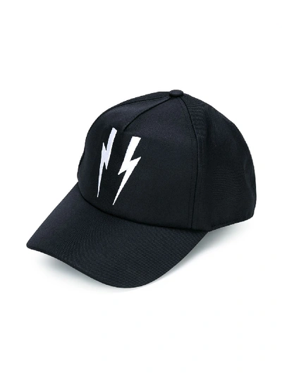 Neil Barrett Kids' Lightning Bolt Cap In Black