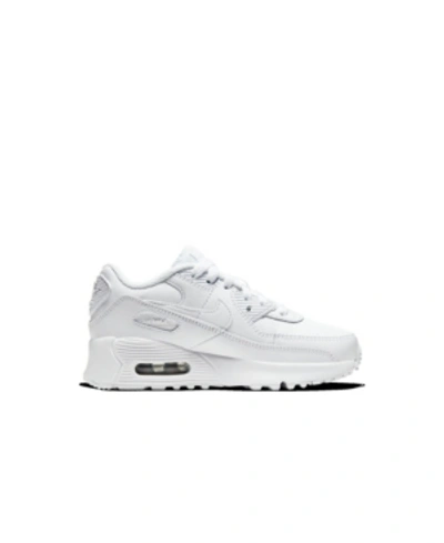 Nike Little Kids Air Max 90 Leather Running Sneakers From Finish Line In White