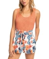 ROXY JUNIORS' STEAL THE SUN FLORAL-PRINT PAPERBAG SHORTS