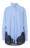 VALENTINO WOMEN'S OVERSIZED LACE-DETAILED STRIPED COTTON SHIRT,804227