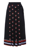 VALENTINO PLEATED LOGO-BEADED CADY MIDI WRAP SKIRT,804244