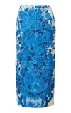 Valentino Delft-print Wool-blend Midi Pencil Skirt In Print