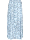 Reformation Zoe Floral-print Crepe Midi Skirt In Blue