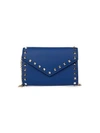 Valentino Garavani Garavani Rockstud Leather Wallet-on-chain In Blue Royal