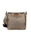 VALENTINO GARAVANI Valentino Garavani Mini Rockstud Metallic Leather Hobo Bag