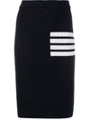 Thom Browne Striped Waffle-knit Wool-blend Pencil Skirt In Blue