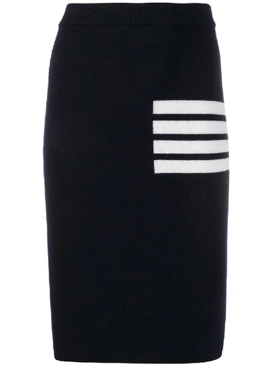 Thom Browne 4-bar Links Stitch Pencil Skirt In Blue