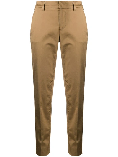 Pt01 Cropped Tapered Trousers In Brown