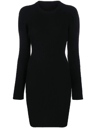 Mm6 Maison Margiela Rib Knit Cutout Jumper Dress In Black