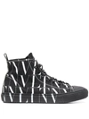 Valentino Garavani Black And White Vltn Logo High Top Sneakers