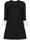 VALENTINO CONTRASTING LACE SLEEVES MINI DRESS