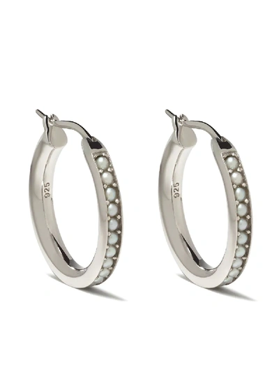 Tom Wood Pearl Embellished Hoop Earrings In Sterling Silver Pearls