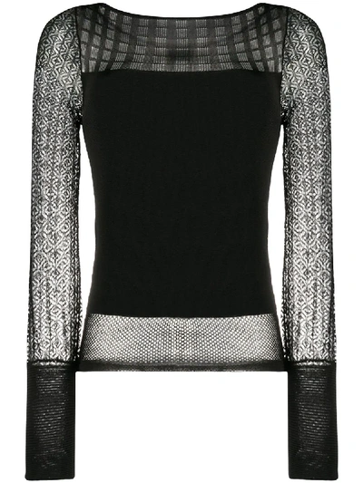 Roland Mouret Ceder Paneled Pointelle-knit Top In Black
