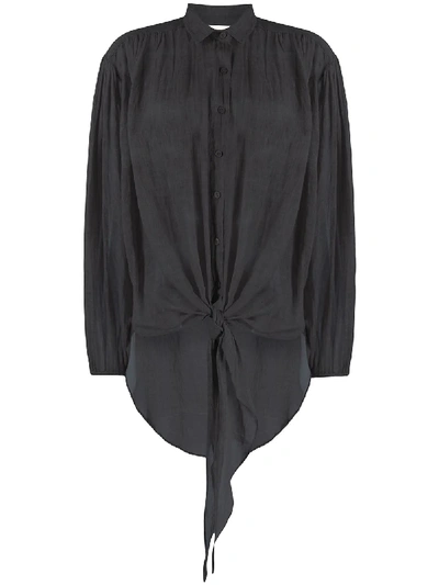 Mes Demoiselles Oversized Tie Front Shirt In Grey