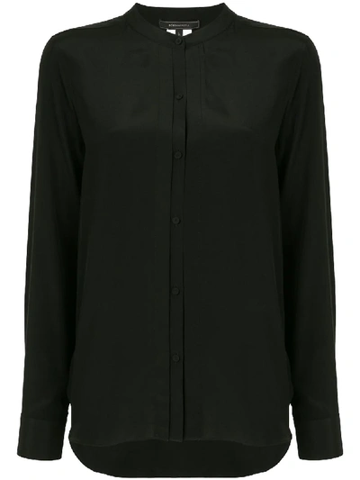 Bcbg Max Azria Long-sleeve Collarless Blouse In Black