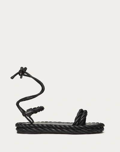 Valentino Garavani The Rope Nappa Sandal In Black