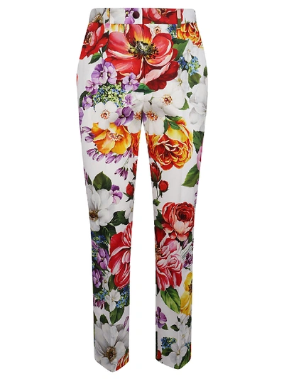 Dolce & Gabbana Floral Cropped Trousers In White
