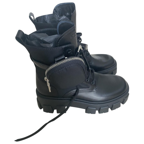prada monolith leather boots women