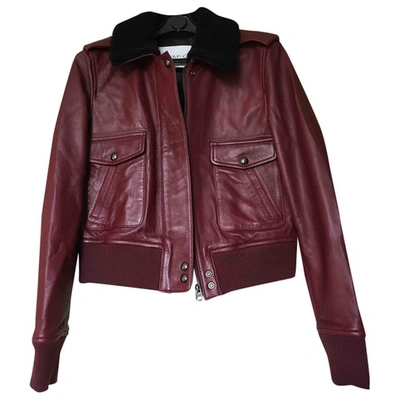 Pre-owned Calvin Klein Burgundy Leather Leather Jacket