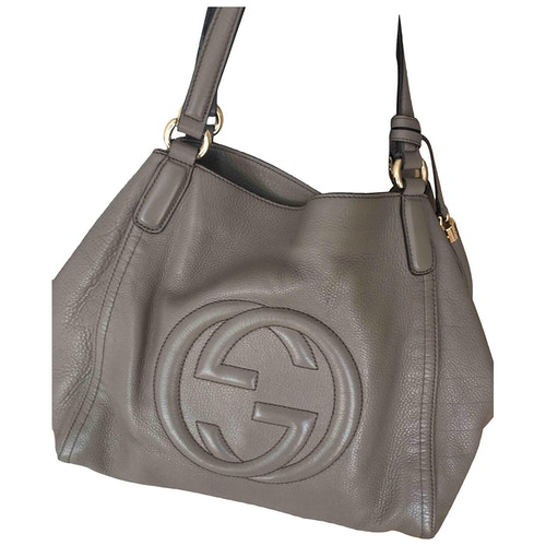Pre-Owned Gucci Soho Grey Leather Handbag | ModeSens