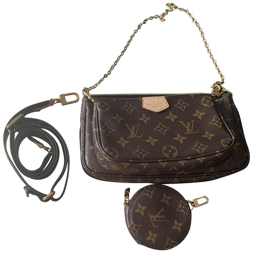 Pre-Owned Louis Vuitton Multi Pochette Accessoires Brown Cloth Handbag | ModeSens