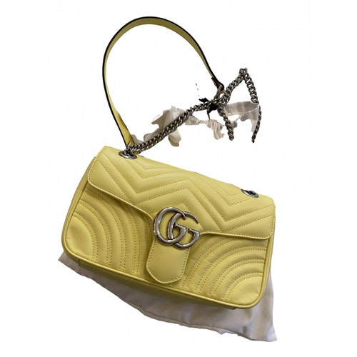 Pre-Owned Gucci Marmont Yellow Leather Handbag | ModeSens