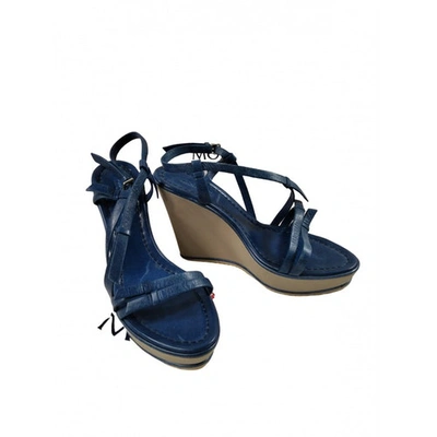 Pre-owned Moncler Blue Leather Sandals