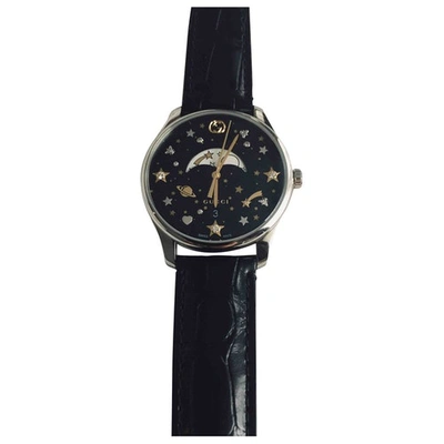 Pre-owned Gucci G-timeless Black Steel Watch