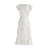 PAISIE Brighton Striped Wrap Dress In Beige & White