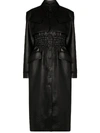 MATERIEL SHIRRED FAUX LEATHER COAT