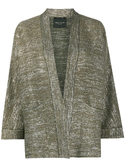 Roberto Collina Glitter Threaded Cropped Sleeve Cardigan In Green