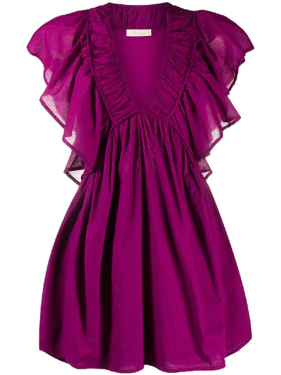 Mes Demoiselles Flared Ruffle Dress In Purple