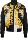 VERSACE BAROCCO-PRINT QUILTED BOMBER JACKET