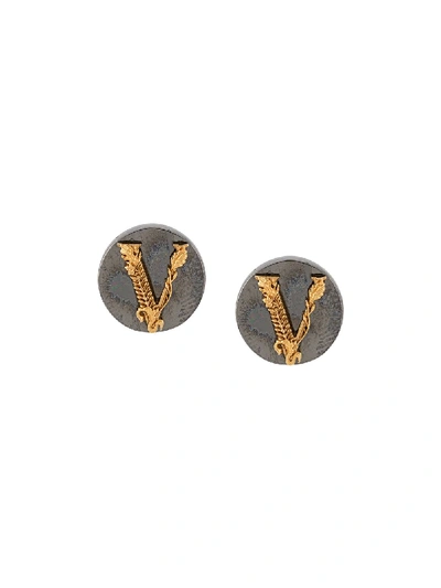 Versace Virtus Stud Earrings In Silver