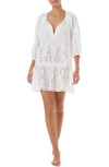 Melissa Odabash Ashley Eyelet Detail Cotton Cover-up Tunic In White