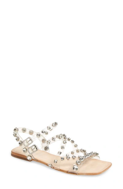 Jeffrey Campbell Calath-jv Crystal Embellished Strappy Sandal In Clear