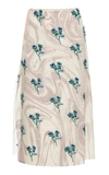 MARINA MOSCONE FLORAL-PRINT SILK-BLEND SKIRT,781406