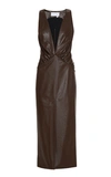 ALEKSANDRE AKHALKATSISHVILI DEEP-V FAUX LEATHER MIDI DRESS,791674