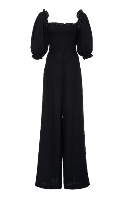 Andres Otalora Colonial Linen Jumpsuit In Navy