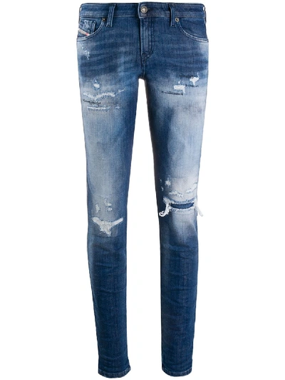 Diesel Gracey Low-rise Skinny Jeans In Blue