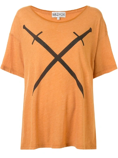 Wildfox Sword-print T-shirt In Orange